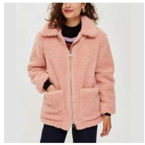 Topshop Blush pink teddy jacket Size 4